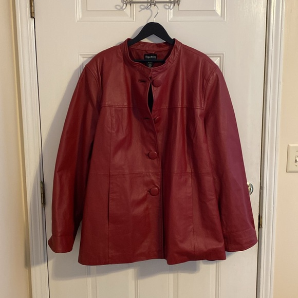NWOT Red Leather Jacket - Picture 2 of 5